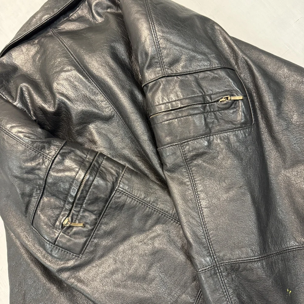 Giorgio Sappini leather bomber jacket 80s Black Size L